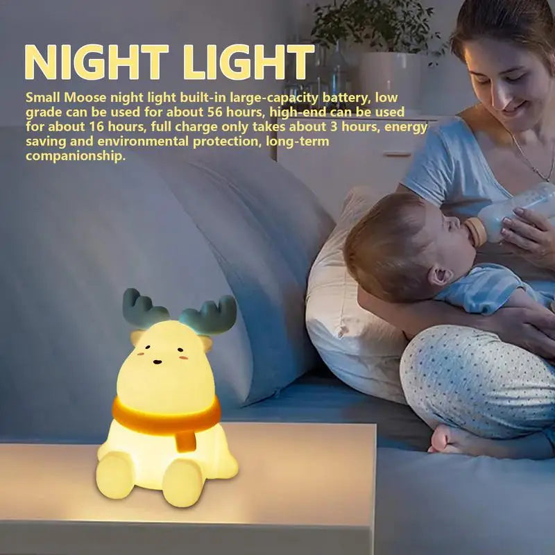 Reindeer Silicone Night Light – Dimmable Kids Elk Lamp Kids Night Light Qme