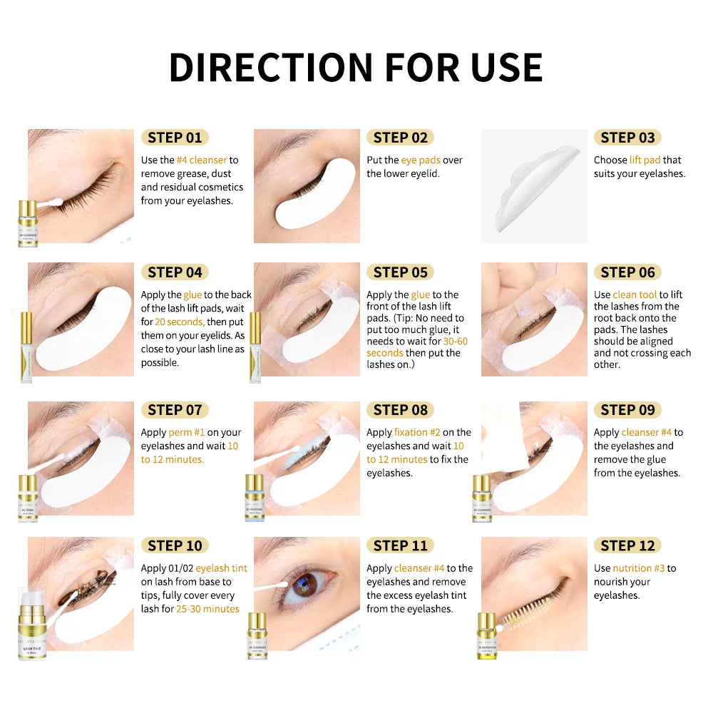 Eyelash Perm & Dye Kit – Semi-Permanent Cold Curl for Women Eyelash Perm Kit Qst