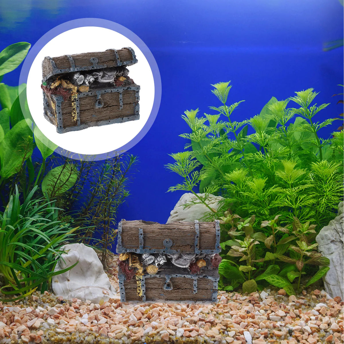 Resin Treasure Chest Fish Tank Aquarium Decoration Ornament Aquarium Decoration Qme