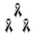Black Rhinestone Ribbon Brooch Pin | Alloy Memorial Badge Rhinestone Brooch Pin Qme A2