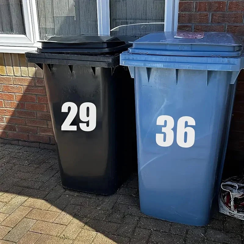 Weatherproof Self-Adhesive Wheelie Bin Number Stickers | PVC Bin Number Stickers Qme