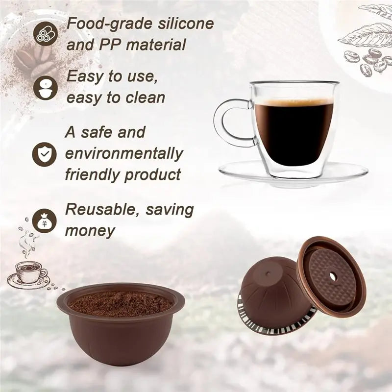 Reusable 230ml Vertuo Coffee Capsules – 5-Pack Refillable Pods Reusable Coffee Capsules Qst