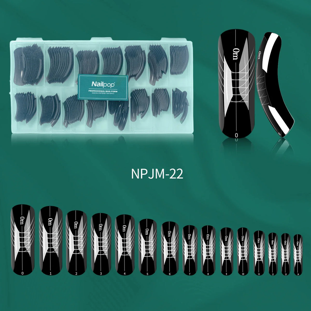 Nailpop 150pcs Coffin Dual Forms Quick Building Gel Nail Mold Nail Extension Molds Qme JM22-BLACK 150