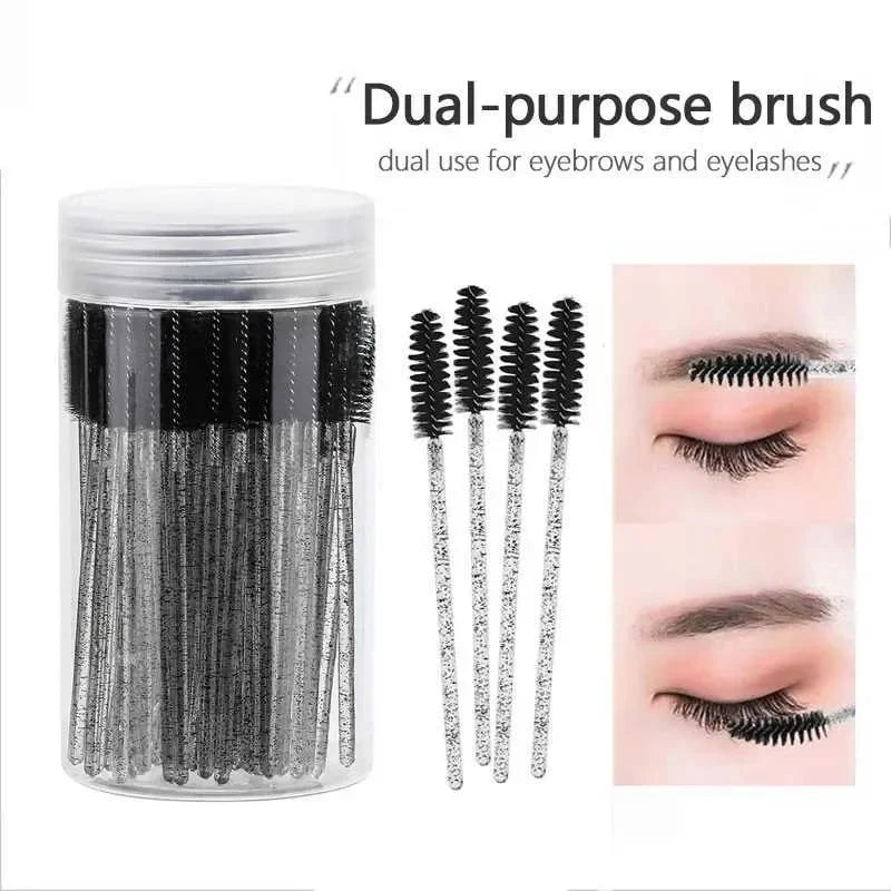 Disposable Mascara Wands & Eyebrow Spoolie Brushes 50Pcs Makeup Brush Set Qme