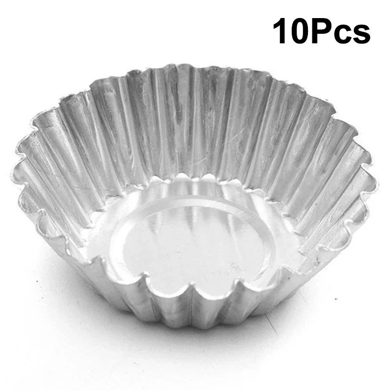 Non-Stick Aluminum Egg Tart Mold Flower Shape | Reusable Baking Mold Qme Chrysanthemum 10Pcs