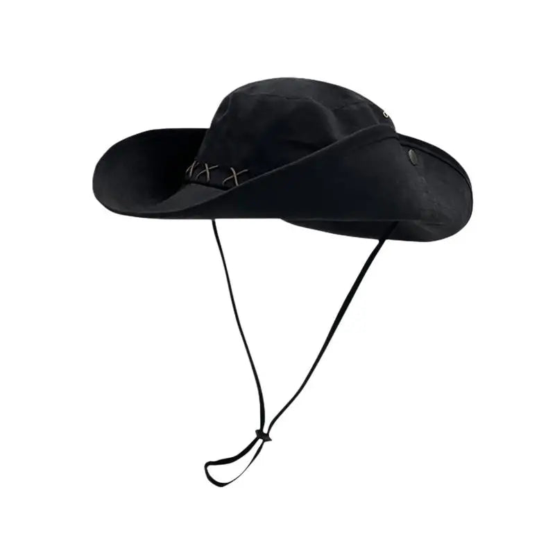 Wide Brim Western Cowboy Hat – Outdoor Sun Hat Women Men Wide Brim Hat Qst Black