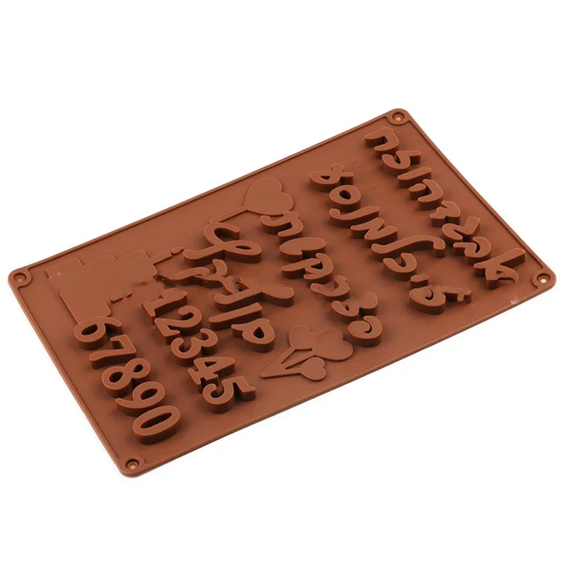 3D Hebrew Letters & Arabic Numbers Silicone Chocolate Mold Silicone Baking Mold Qme