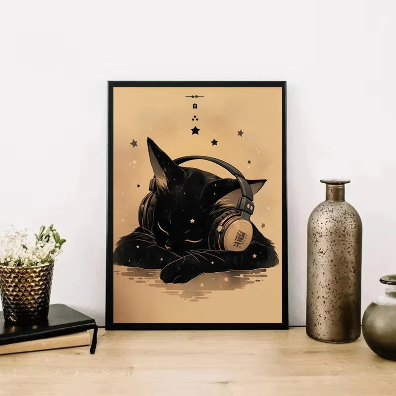 Japanese Sushi Chef Cat Canvas Print – Kitchen Wall Art Decor Canvas Wall Art Qst