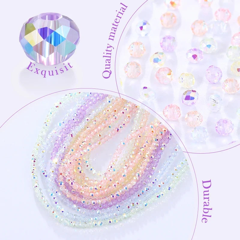 Faceted AB Crystal Glass Rondelle Beads – 110pcs per Strand Jewelry Making Beads Qme