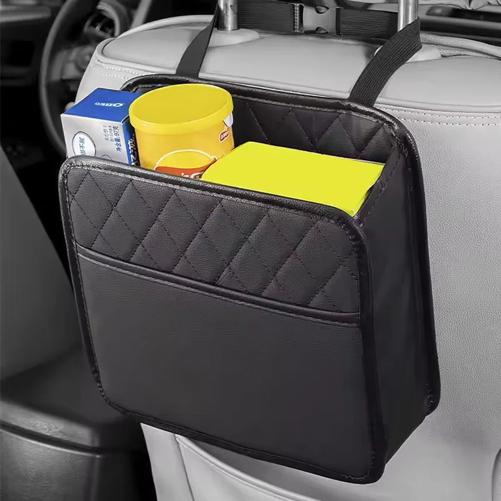 Leather Car Seat Back Organizer | Multi-Pocket & Trash Holder Car Seat Organizer Qme