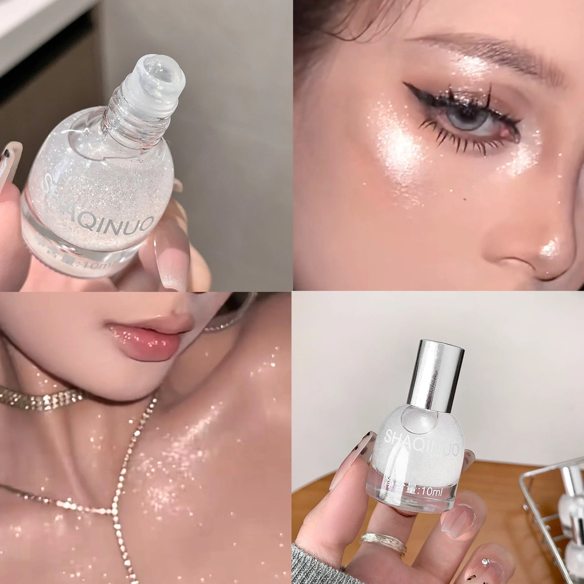 Roll-On Diamond Liquid Highlighter – Pearlescent Shimmer Glow Liquid Highlighter Qme