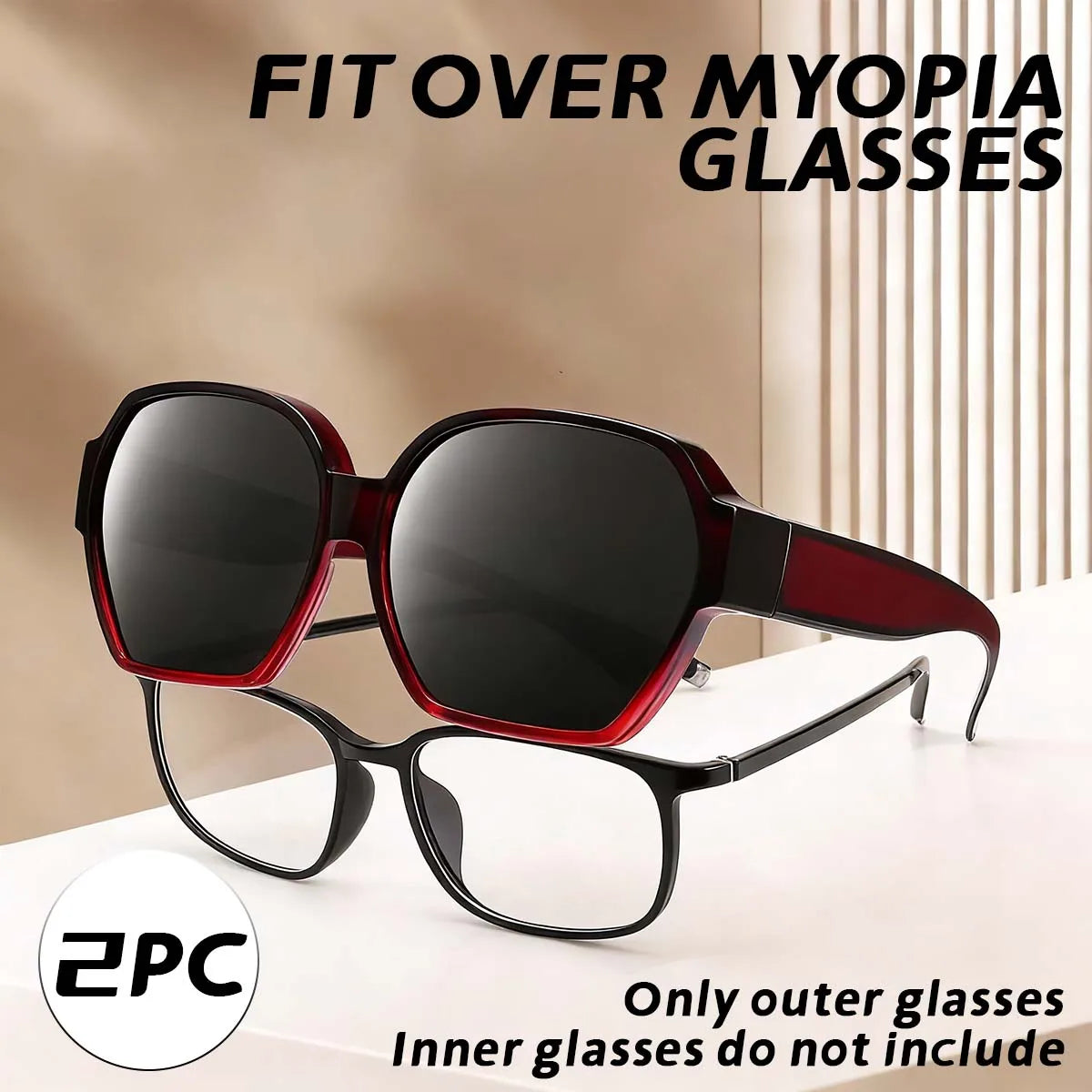 VOPHA 2-Pack Wraparound Fitover Sunglasses UV400 Unisex Fitover Sunglasses Qst