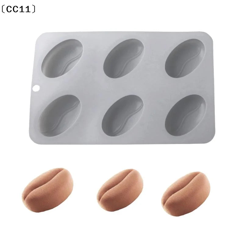 28-Cavity Coffee Bean Silicone Mold for Mousse & Pastry Silicone Baking Mold Qme