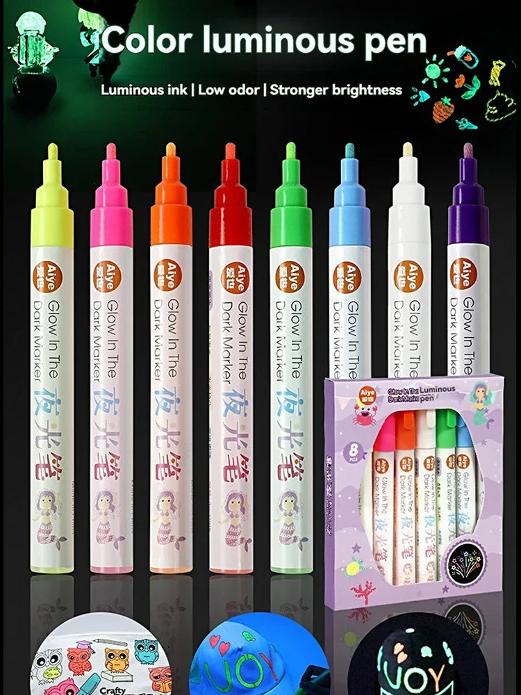 8-Color Luminous Fluorescent Paint Marker Pens – Waterproof Set Fluorescent Paint Markers Qme 8 colors
