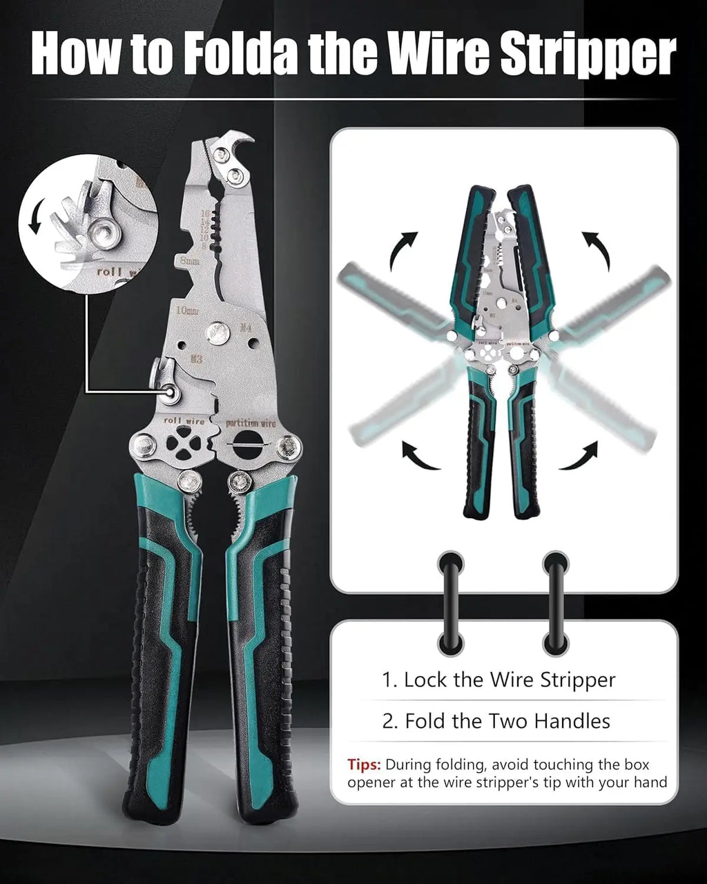 18-in-1 Foldable Wire Stripper Crimper & Cable Cutter Pliers Multi-Tool Pliers Qme