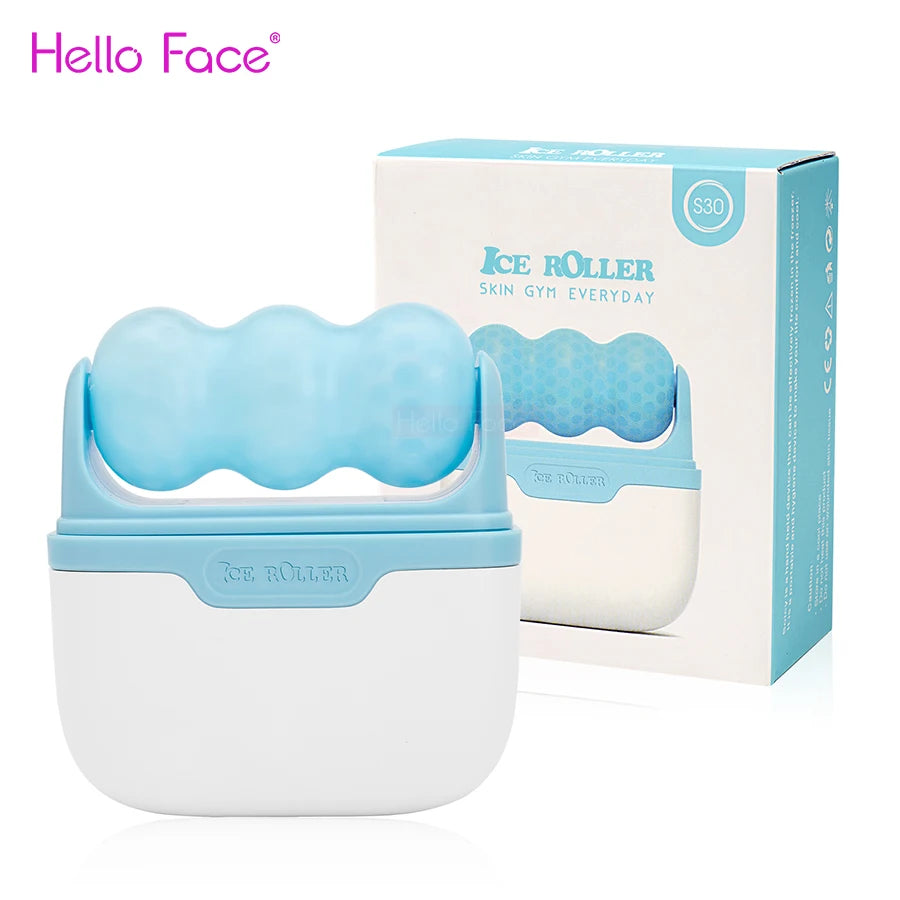 S30 Dual-Head Ice Roller Facial Massager – W+V Shape Ice Facial Roller Qst Blue with box