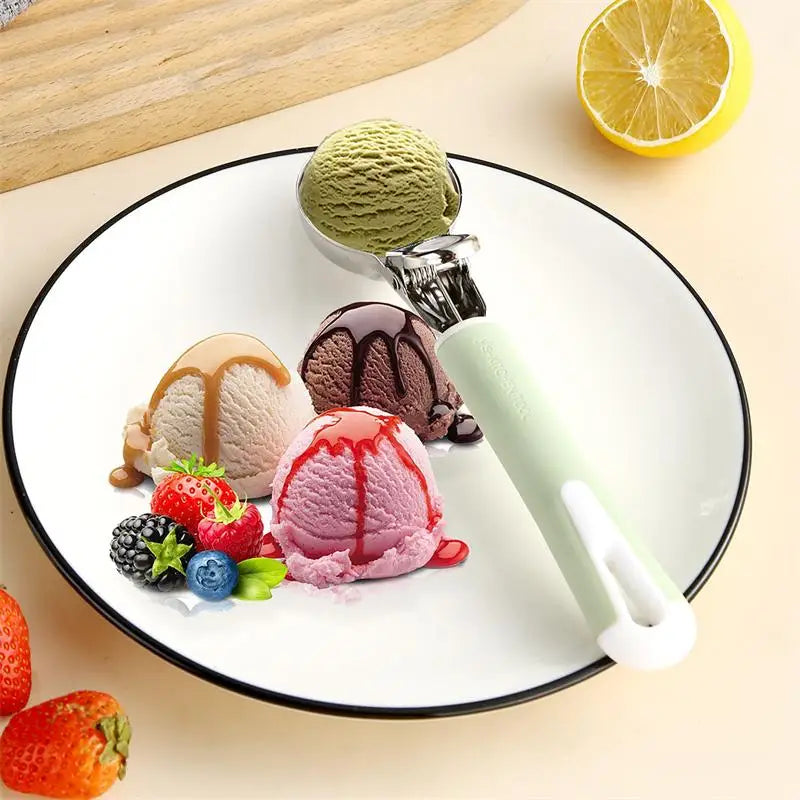 304 Stainless Steel Ice Cream Scoop & Fruit Baller – Non-Stick Ice Cream Scoop Qme