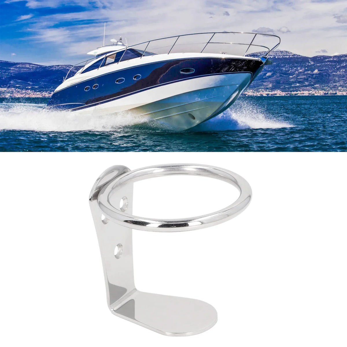 Stainless Steel Wall Mount Drink Holder – Boat, RV & Yacht Wall Mount Cup Holder Qme