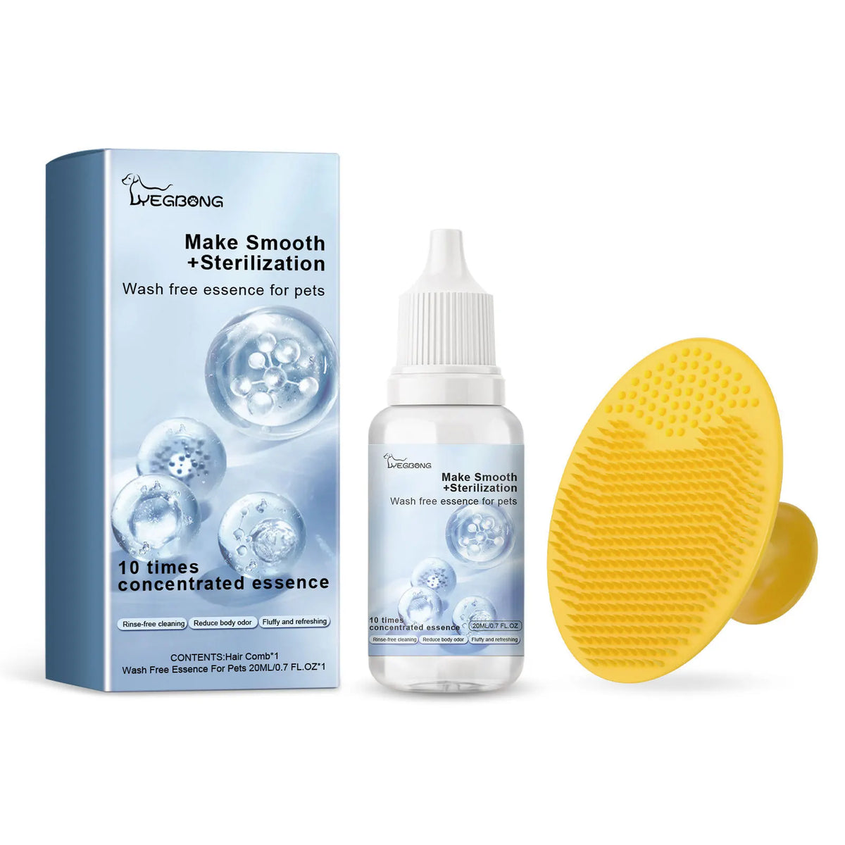 Yegbong No-Rinse Pet Shampoo – Dog & Cat Wash Free Essence Pet Grooming Shampoo Qst 20ml kit Boxed