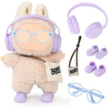 LABUBU 15-17cm Doll Accessories – Headphones, Glasses, Backpack & Shoes Doll Accessories Set Qme PURPLE
