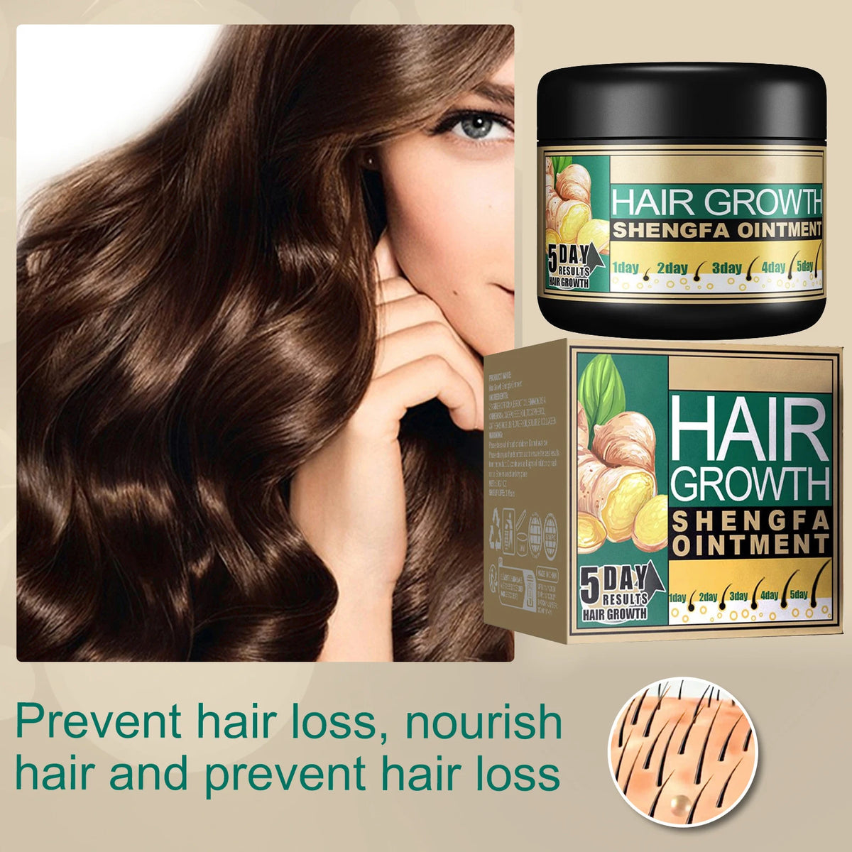 Ginger Hair Growth Cream – Scalp Nourishing Strengthener 30g Hair Growth Cream Qst