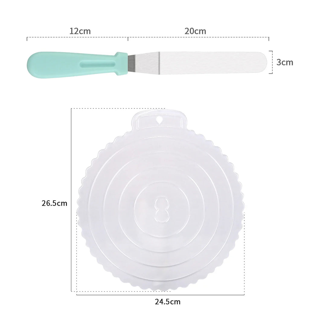 2-in-1 Icing Spatula & Circle Pastry Mat Cake Decorating Set Cake Decorating Set Qme 1set