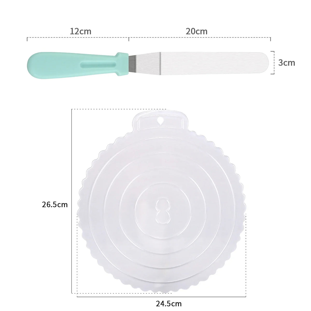 2-in-1 Icing Spatula & Circle Pastry Mat Cake Decorating Set Cake Decorating Set Qme 1set