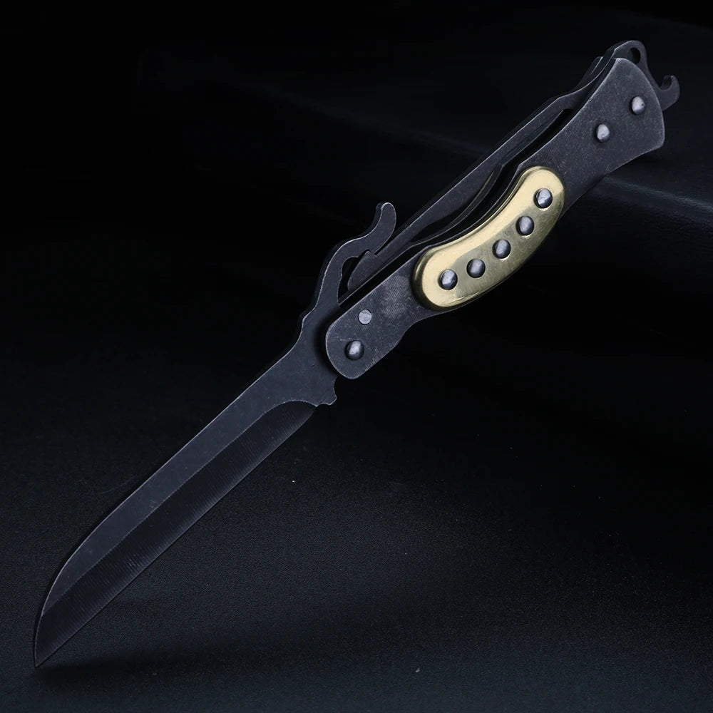 XUAN FENG Folding Pocket Knife – D2 Steel Brass Keychain EDC Folding Pocket Knife Qst
