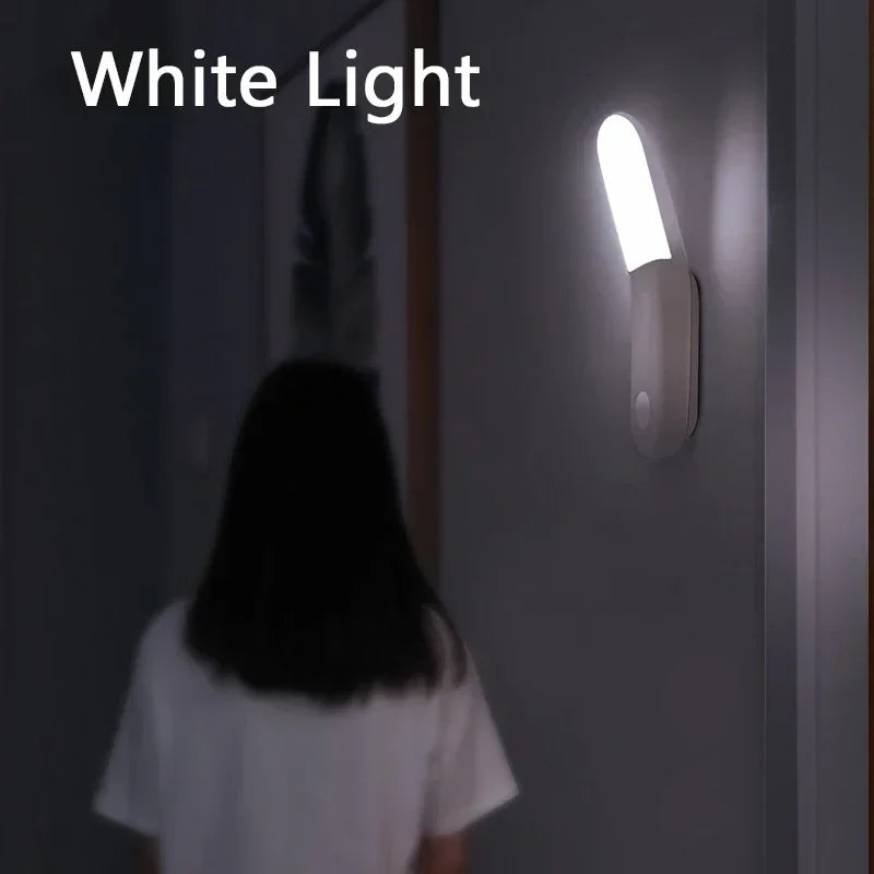USB Rechargeable LED Motion Sensor Night Light – 2 Colors Motion Sensor Night Light Qme White light