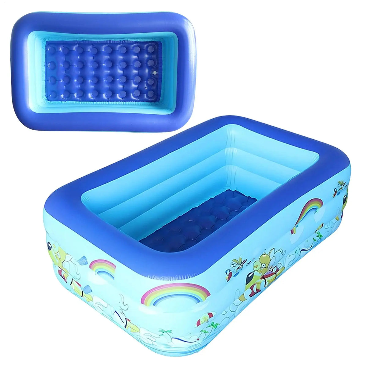 Kids Inflatable Rectangle Pool – Safe Backyard Water Play Inflatable Kids Pool Qme