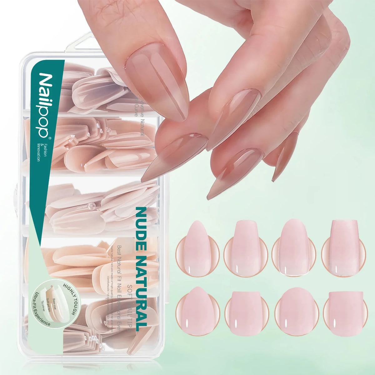 Nailpop 140pc Nude Pink Press-On False Nails – 5 Mixed Colors Press-On False Nails Qme