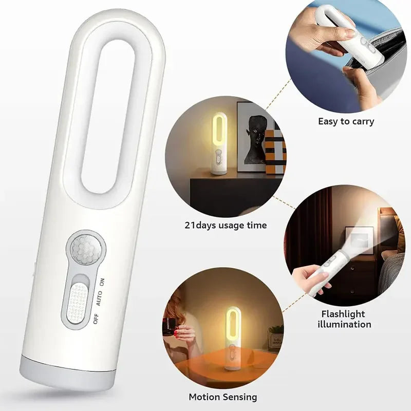 Portable Motion Sensor Night Light & LED Flashlight 2-in-1 Motion Sensor Night Light Qme