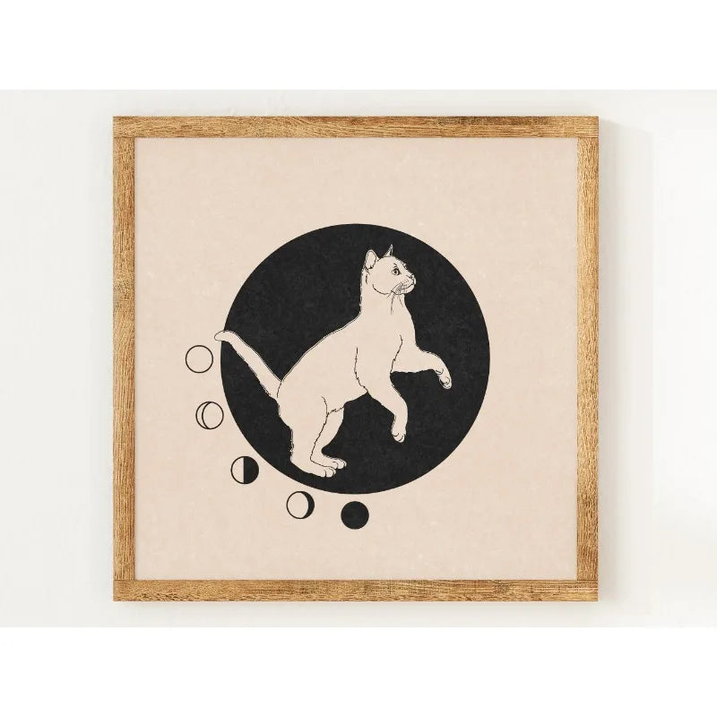 Yin Yang Cats Celestial Canvas Print – Boho Astrology Wall Art Canvas Wall Art Qst