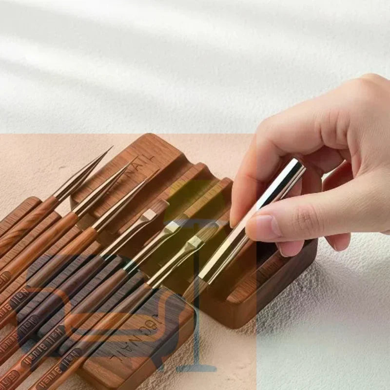 6-Grid Nail Brush Holder Stand | UV Gel Pen Rack Organizer Nail Brush Holder Qme