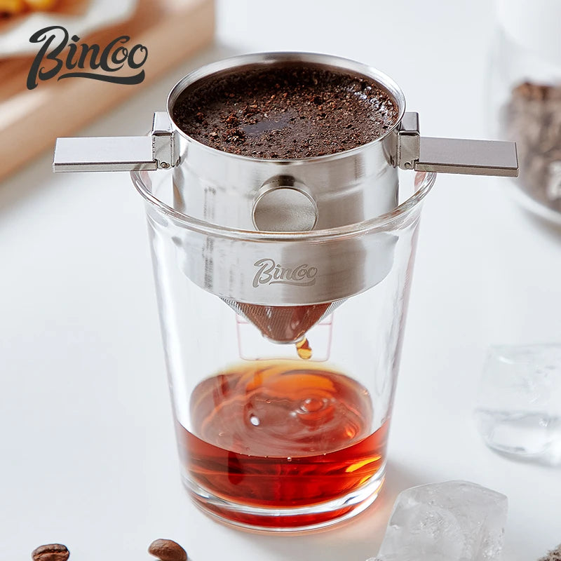 Bincoo Foldable Pour-Over Coffee Filter – Reusable Steel Pour-Over Coffee Filter Qst