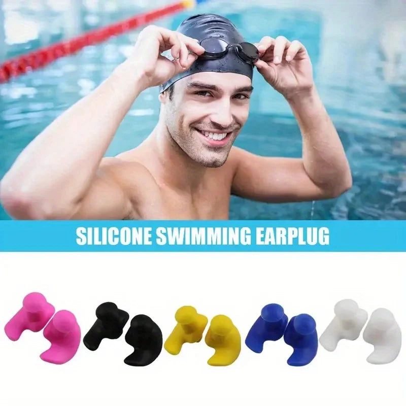 Waterproof Silicone Swimming Earplugs – 1 Pair, 4 Colors Swimming Earplugs Qme