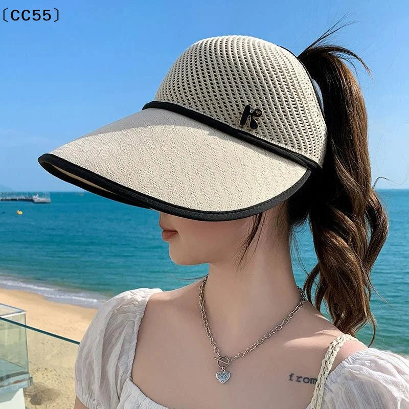 Women's Wide Brim Straw Sun Visor Hat | UV Beach Travel Cap Straw Sun Visor Hat Qst