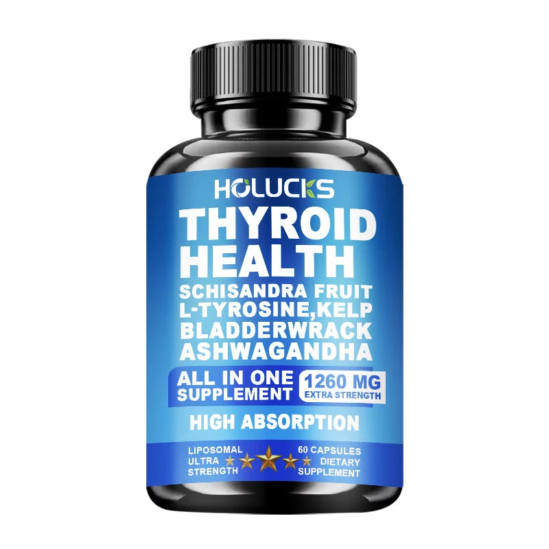 HOLUCKS Thyroid Wellness Supplement | Iodine, Ashwagandha & L-Tyrosine Thyroid Supplement Qst 60pcs - 1 BOX Trial