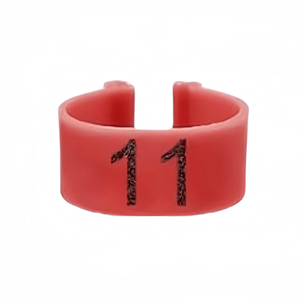 Numbered Multicolor Poultry Leg Rings for Chickens, Quail & Turkeys Poultry Leg Rings Qme Red 10pcs