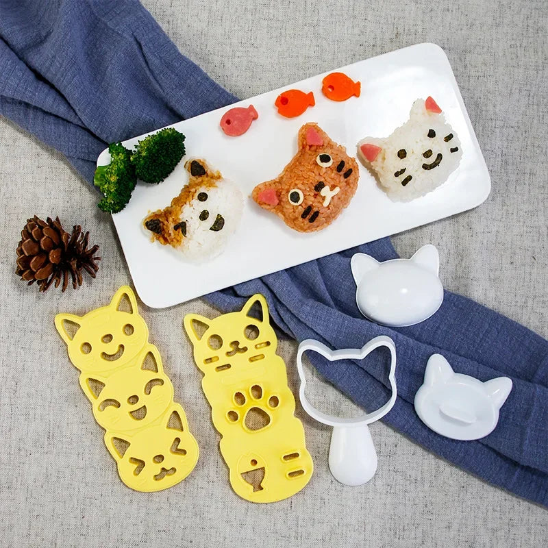 Silicone Rice Ball Mold – Cat & Bunny Bento Sushi Maker Set Rice Ball Mold Qme