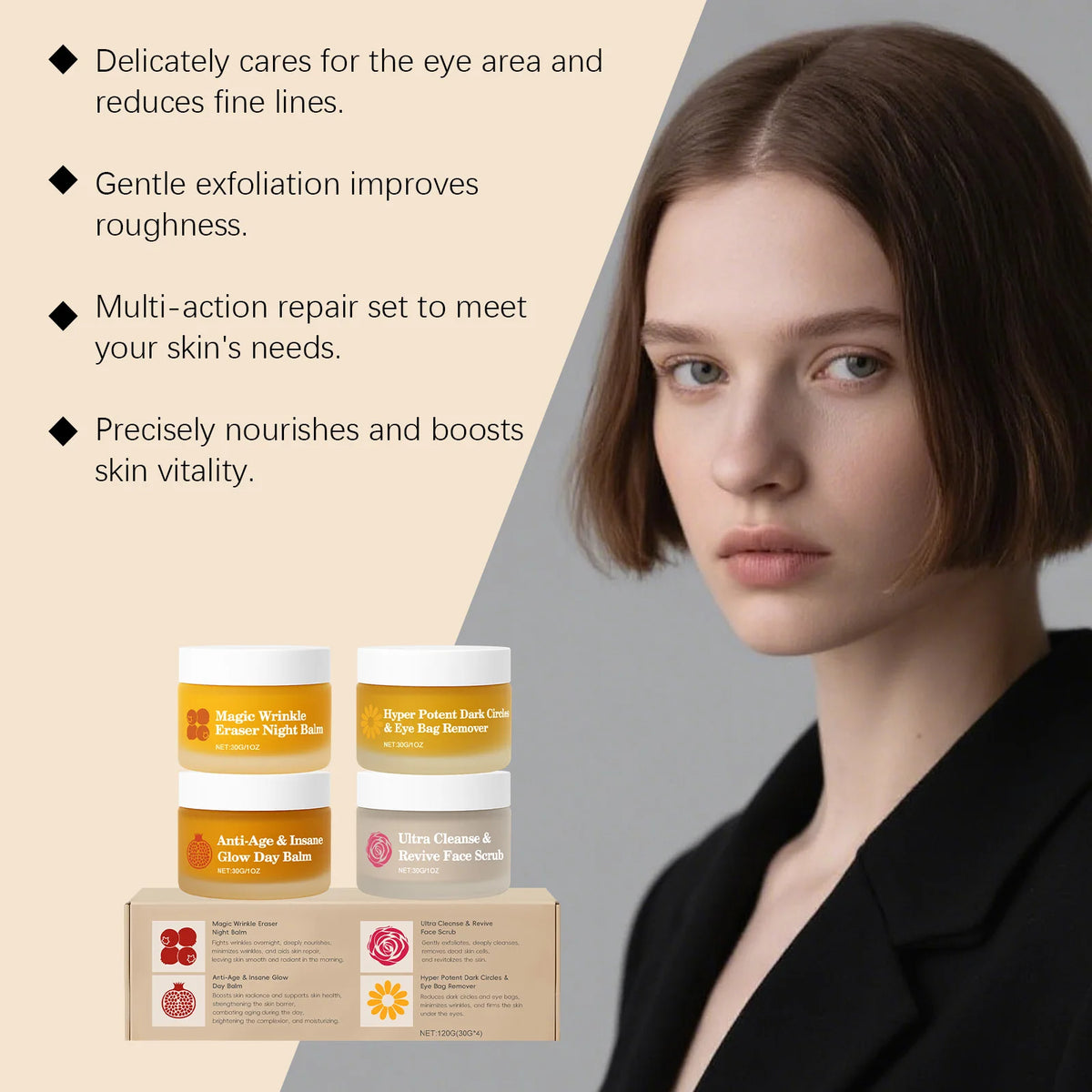 Day & Night Face Cream Set – Moisturizing Eye & Face Care Face Cream Set Qst