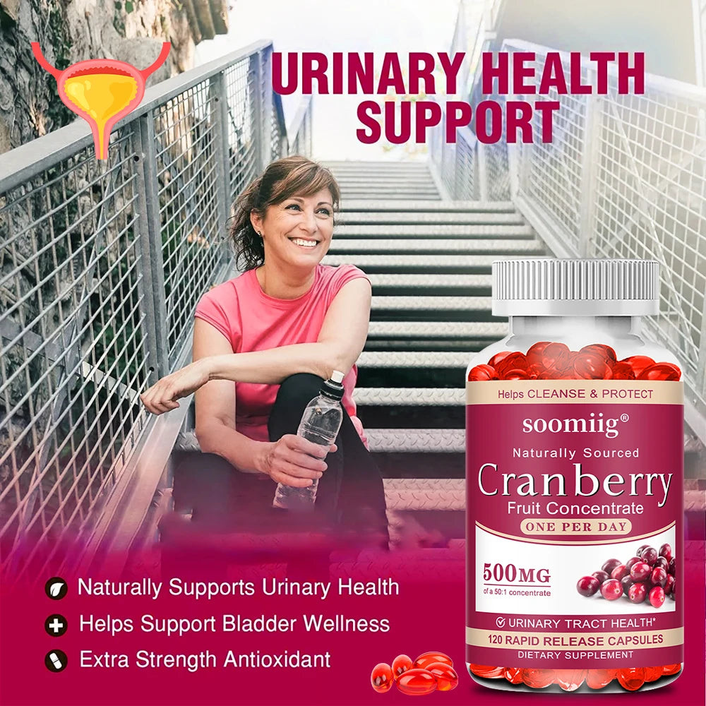 Organic Cranberry Extract Supplement – 120 Capsules | SOOMIIG Herbal Supplement Qst