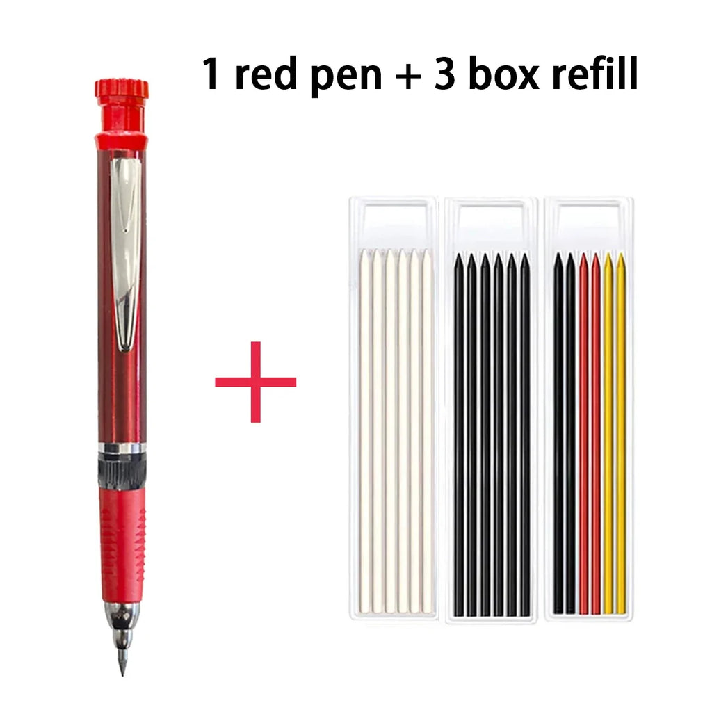 Carpenter Mechanical Pencil Built-In Sharpener 2.8mm Refillable Carpenter Mechanical Pencil Qme 1 red pen-3 refills