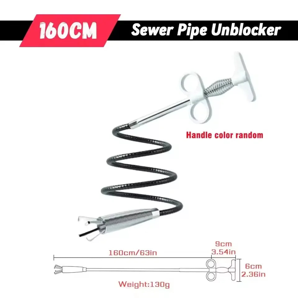 1.6M Flexible Drain Snake Auger – Pipe Unclogger Tool Drain Snake Tool Qst 1.6m 1pc