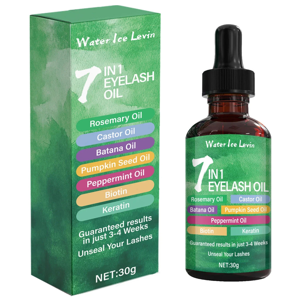 7-in-1 Eyelash Growth Oil | Bee Venom, Collagen & Castor Oil Eyelash Growth Serum Qme green 30g
