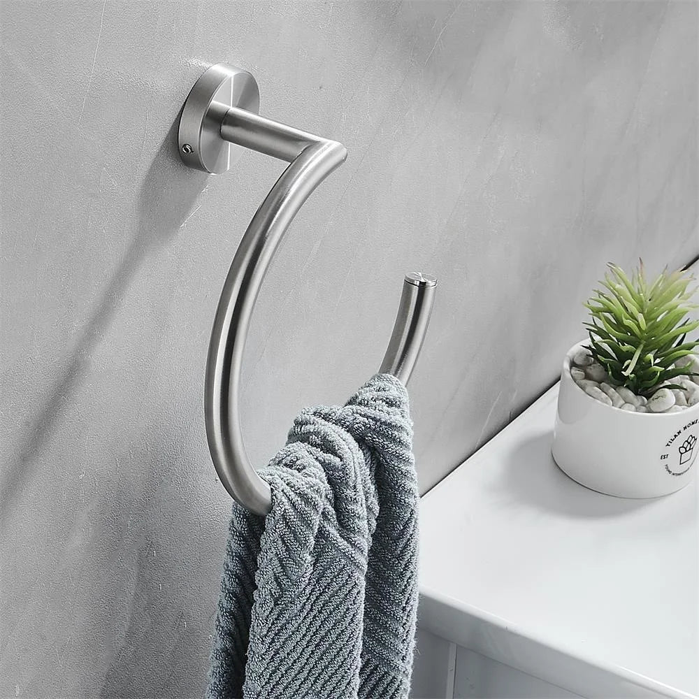 Semi-Circular Stainless Steel Wall Mounted Towel Ring Holder Towel Ring Holder Qme