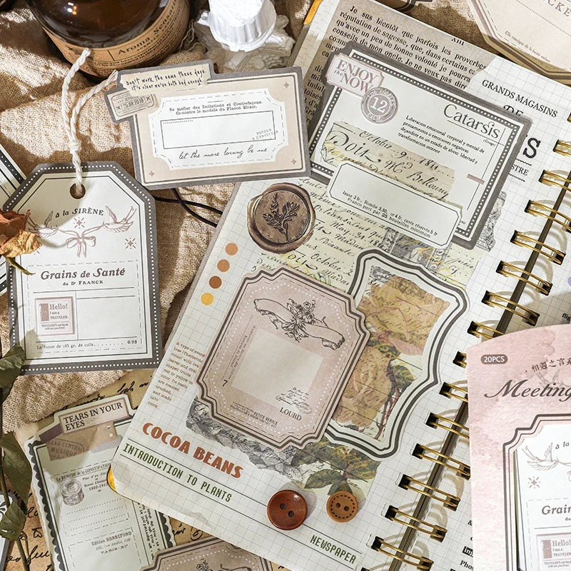 Vintage Label Memo Pad 20 Sheets – Junk Journal Deco Material Journal Deco Paper Qme