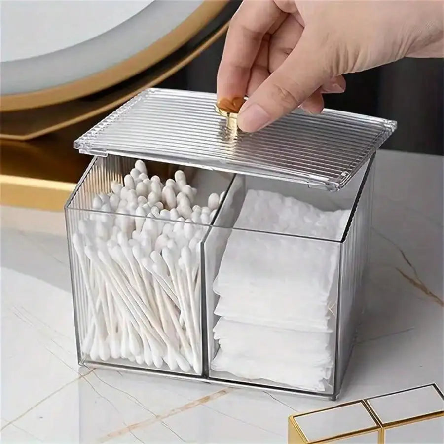 Clear Makeup Cotton Pad Organizer Box | Vanity Storage Vanity Organizer Box Qme