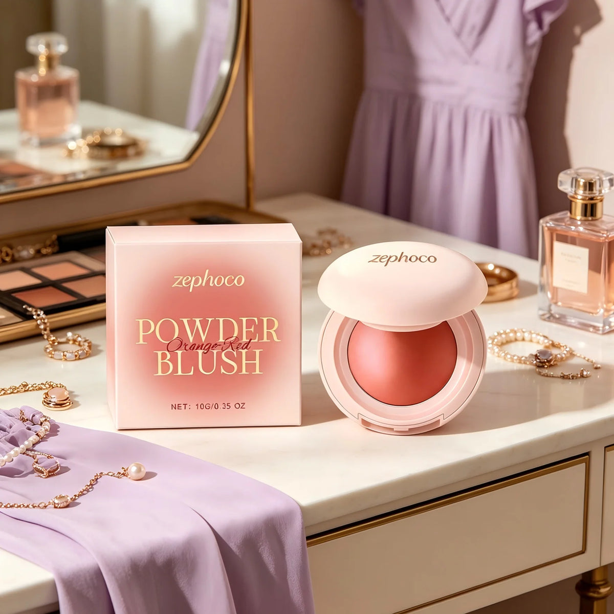 Zephoco Powder Blush – Silky High-Pigment Natural Finish Cheek Colour Powder Blush Qst
