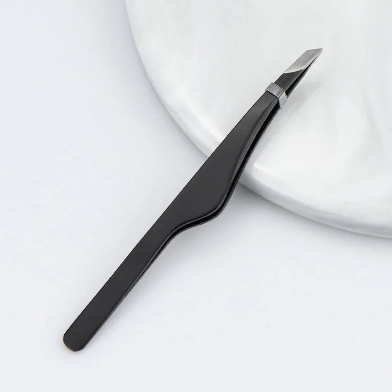 Stainless Steel Eyebrow Tweezers – Slant, Point & Flat Tip Eyebrow Tweezers Qme Black China Mainland